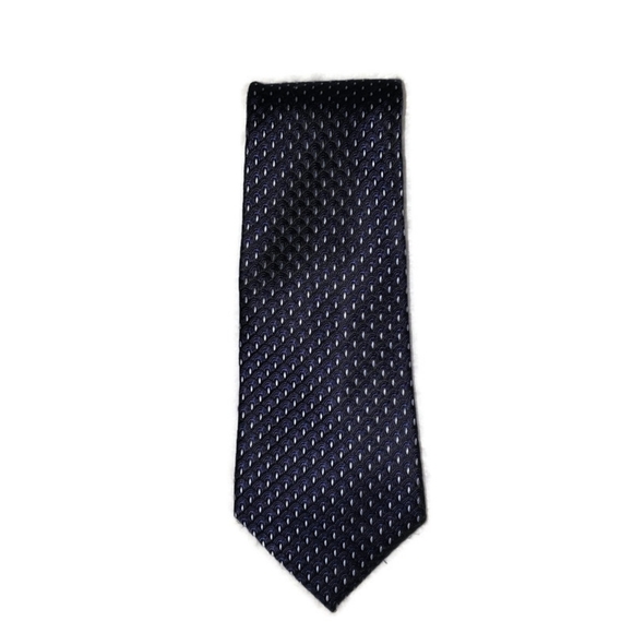 Jos A Bank signature Collection Mens blue tie, overlapping half circles in white - Picture 3 of 6